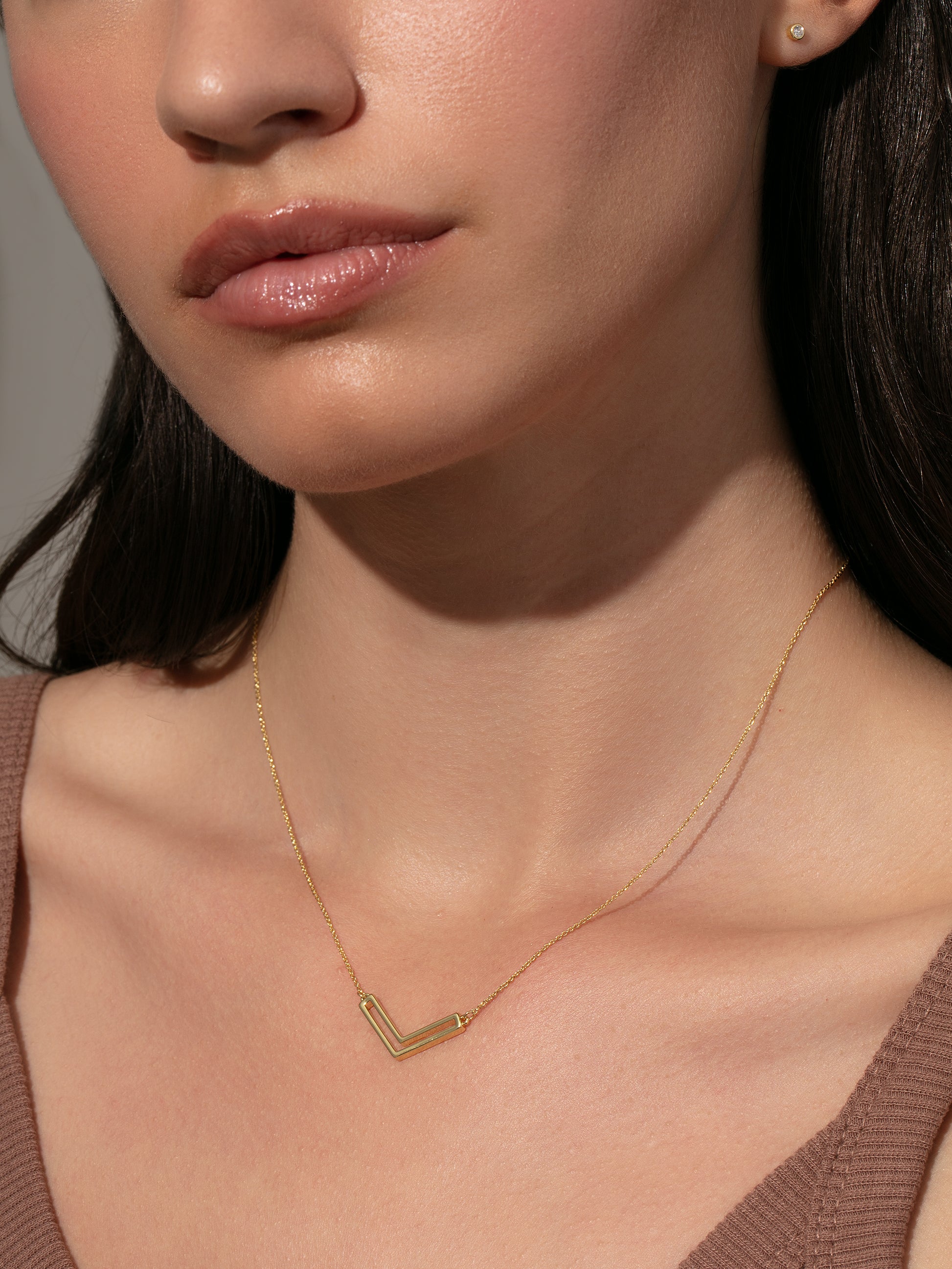 Borderline Necklace | Gold | Model Image | Uncommon James