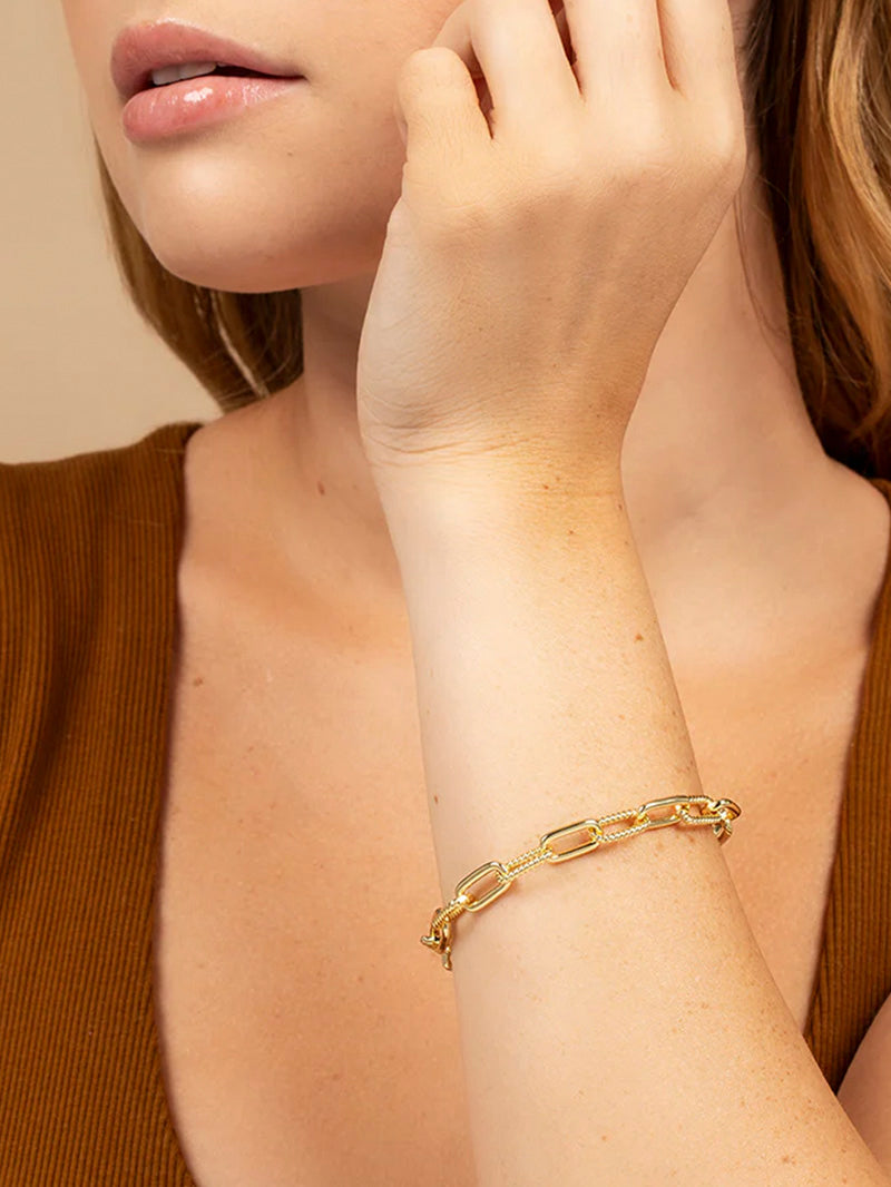 Linked Chain Bracelet | Gold | Model Image | Uncommon James