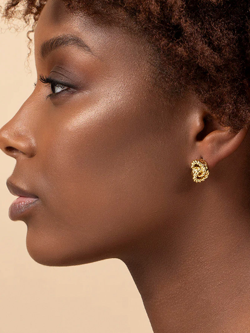 Eternity Stud Earrings | Gold | Model Image | Uncommon James