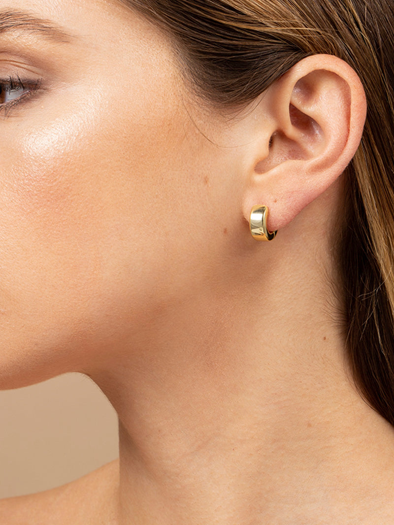 Chunky Gold Huggie Earrings Tiny Thick Hoop Earrings Little Thick
