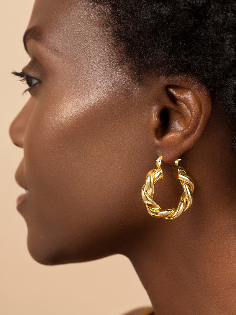 Roped Hoops | Gold | Model Image | Uncommon James