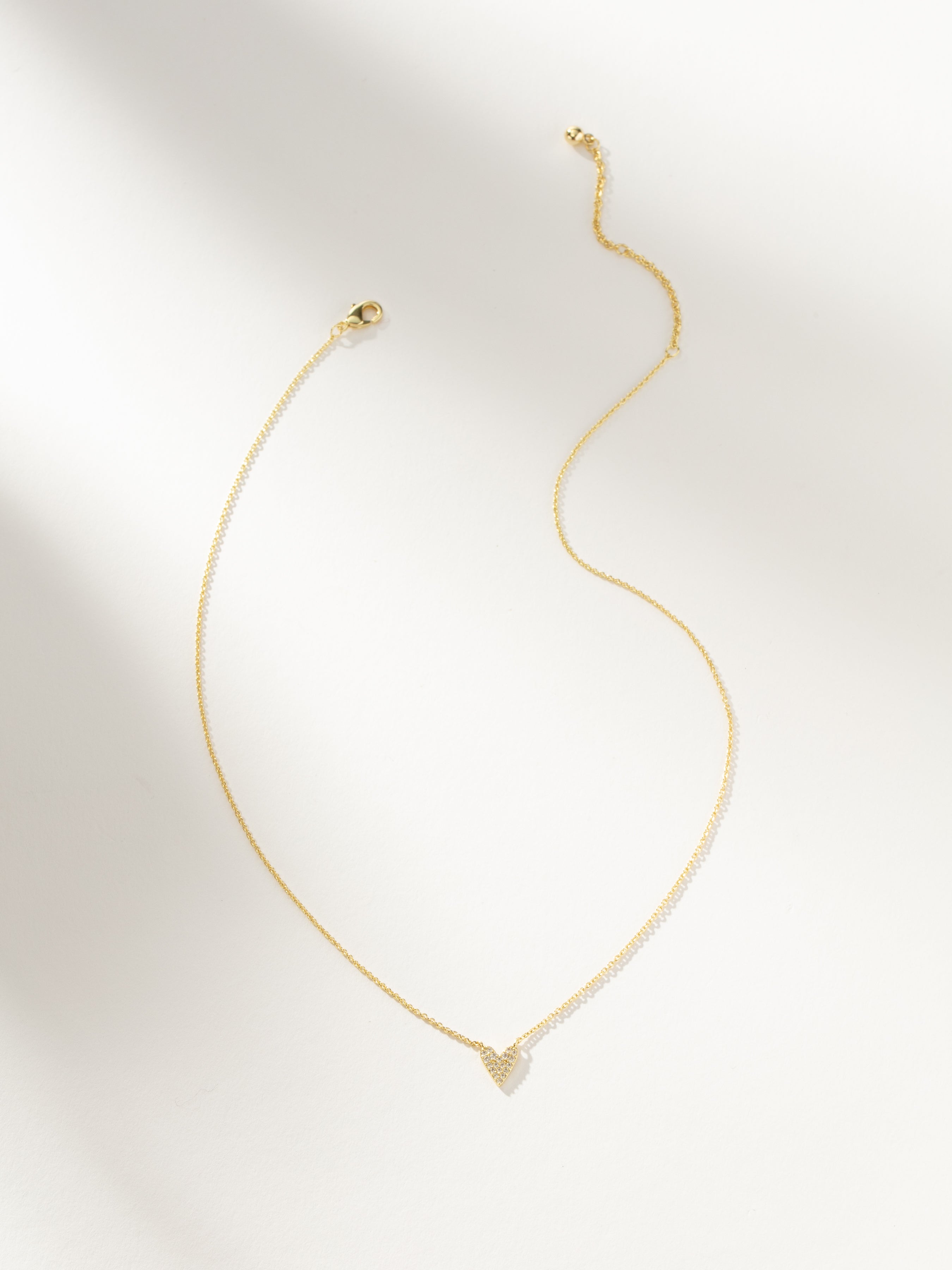 Full Pave Heart Pendant Chain Necklace in Gold Uncommon James