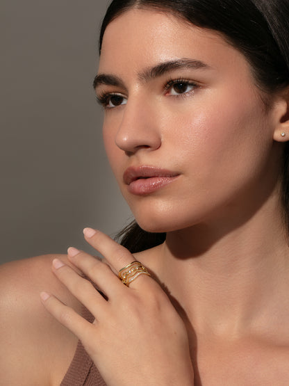 ["Vintage 5 Layered Ring Set ", " Gold ", " Model Image ", " Uncommon James"]