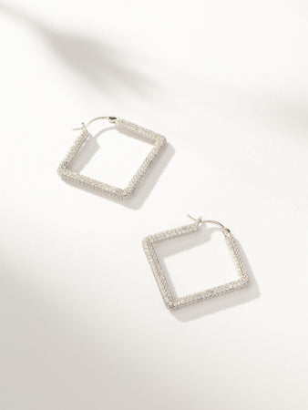 Sterling Silver Mini Girl Boss Pavé Hoop Earrings | Uncommon James