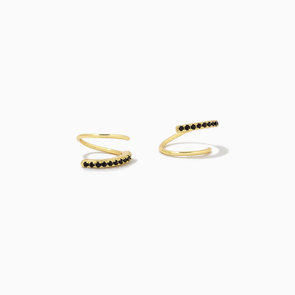 ["Seeing Double Earrings ", " Gold Black ", " Product Detail Image ", " Uncommon James"]