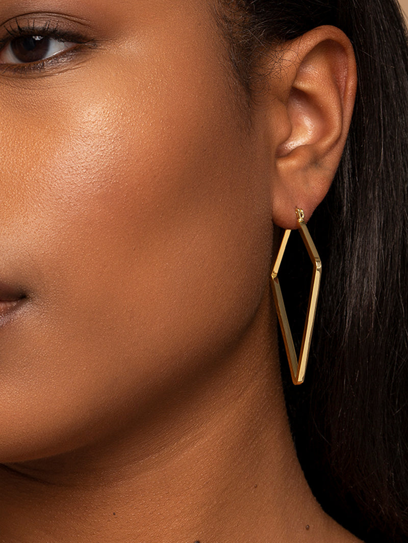 Sharp Edge Hoops | Gold | Model Image | Uncommon James