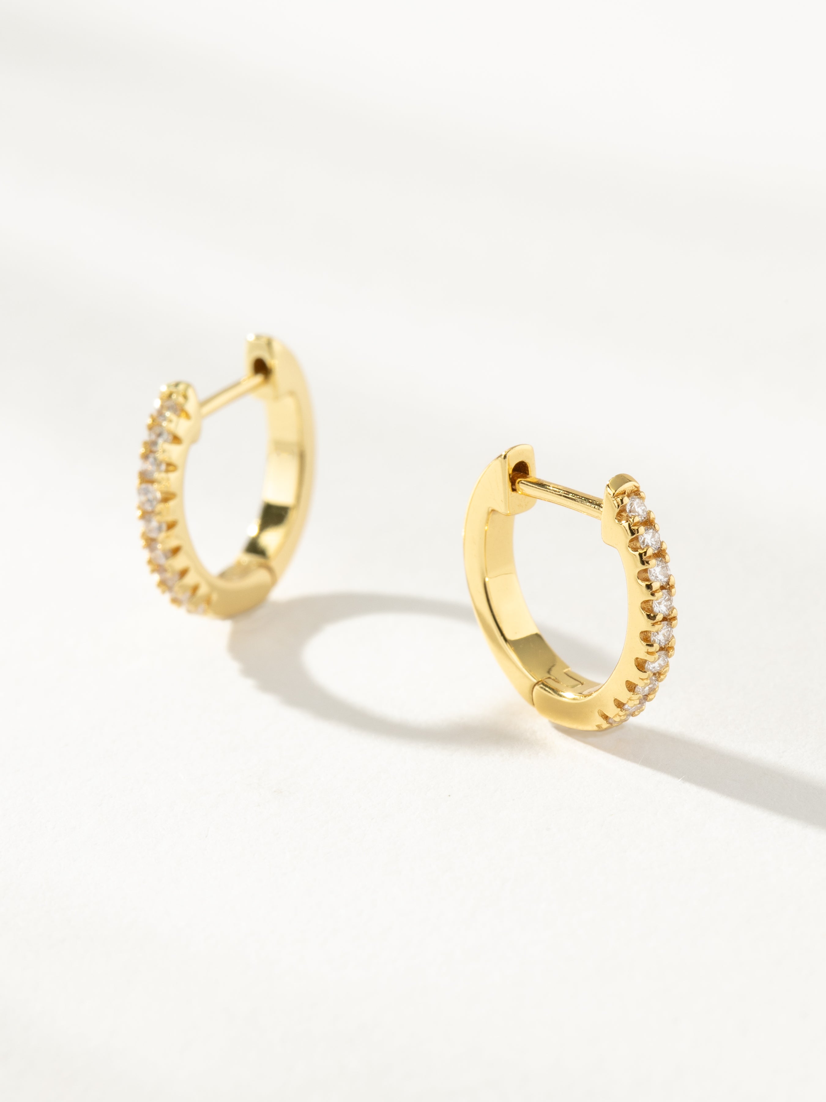 Gold Tiny Pavé Huggie Earrings | Small Gold Hoops | Uncommon James