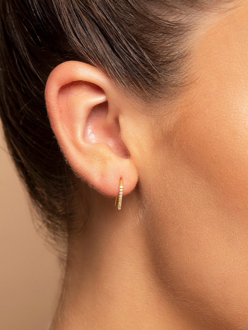 Tiny Ear Jacket | Gold | Model Image | Uncommon James