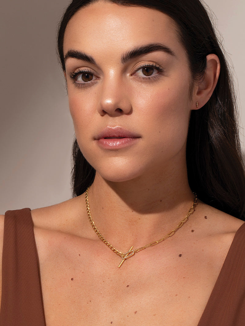 All in One Necklace | Gold | Model Image | Uncommon James