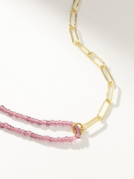 Bead and Chain Necklace | Gold Purple | Product Detail Image | Uncommon James