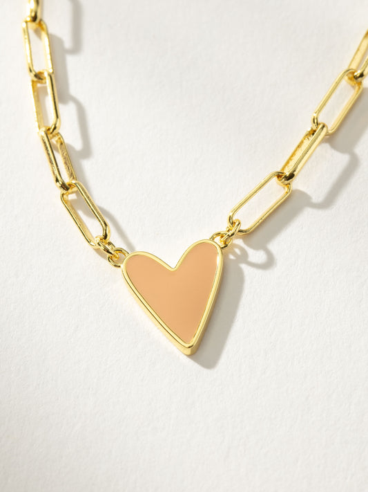 Enamel Heart Necklace | Gold Blush | Product Detail Image | Uncommon James