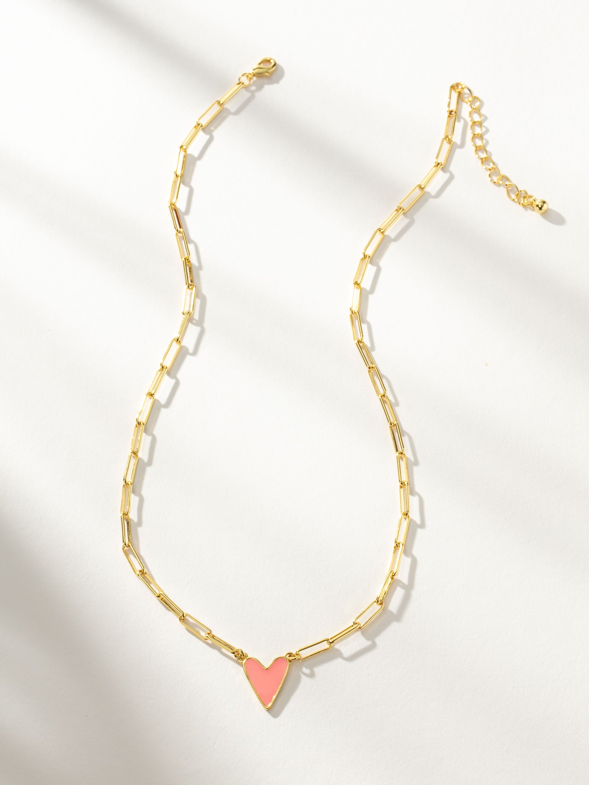 Enamel Heart Necklace | Gold Hot Pink | Product Image | Uncommon James