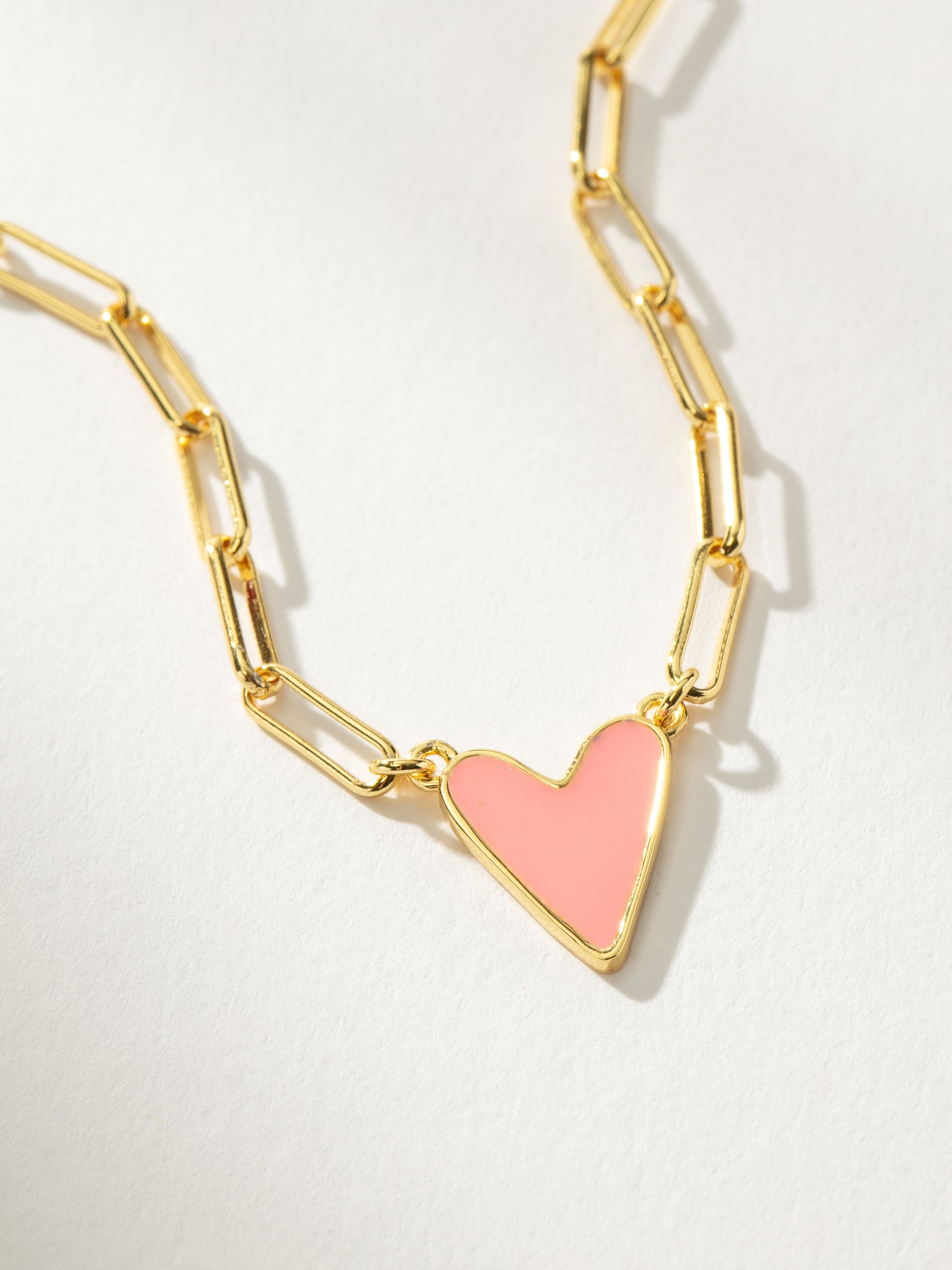 Enamel Heart Necklace | Gold Hot Pink | Product Detail Image | Uncommon James