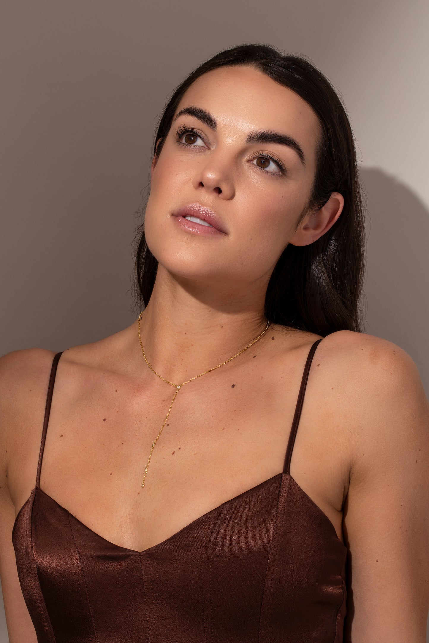 Soft Touch Lariat Necklace | Gold | Model Image | Uncommon James