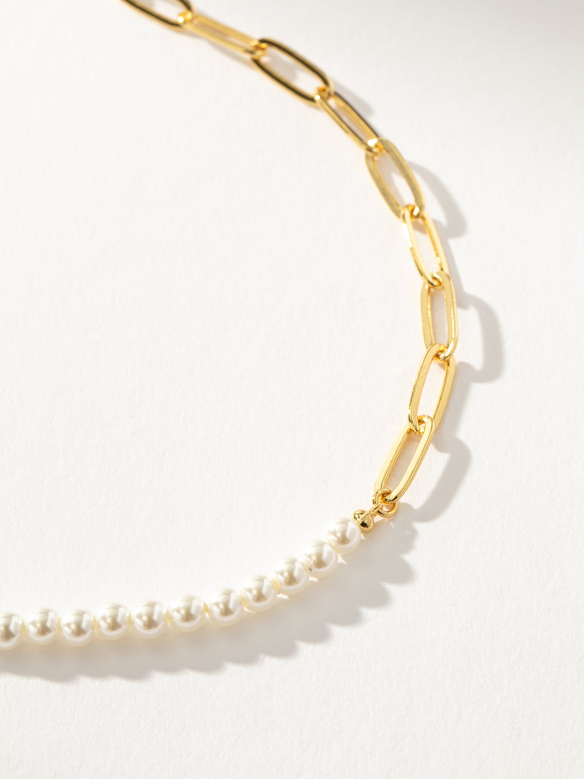 Split Personality Pearl Necklace | Gold | Product Detail Image | Uncommon James