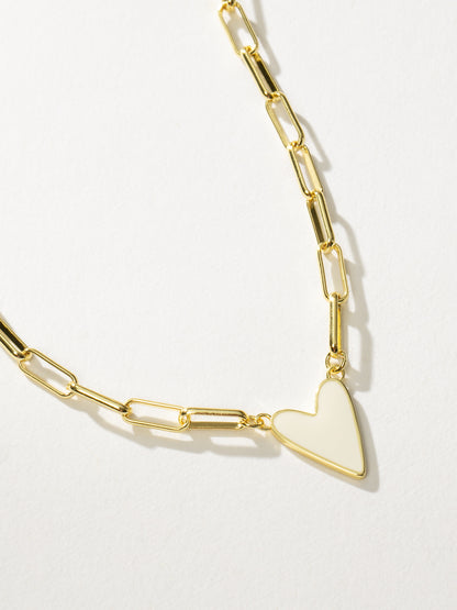 ["Enamel Heart Necklace ", " Gold White ", " Product Deatil Image ", " Uncommon James"]