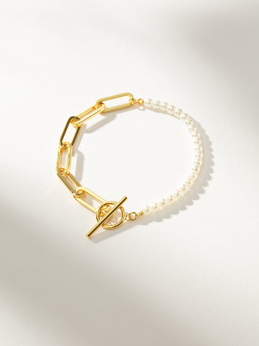 Chain and Pearl Bracelet | Gold | Product Image | Uncommon James