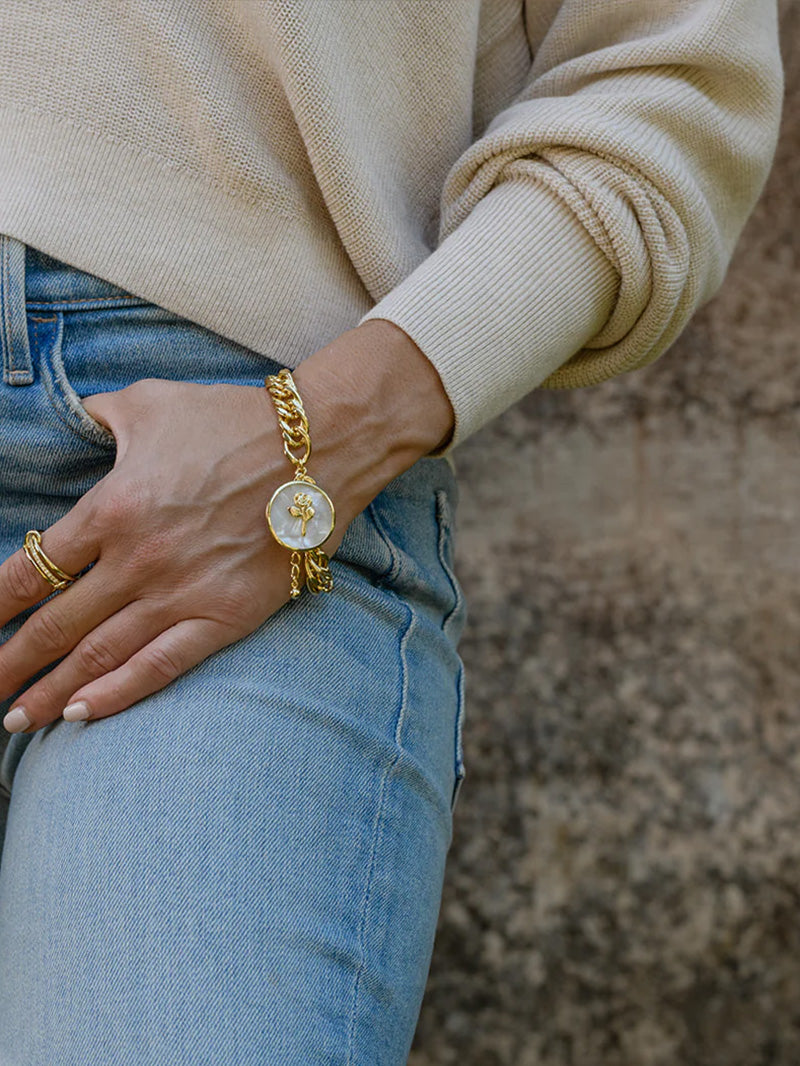 Pearlescent Rose Bracelet | Gold | KC Image | Uncommon James