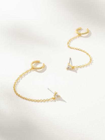 Chain and Cuff Ear Climber Earrings in Gold Uncommon James