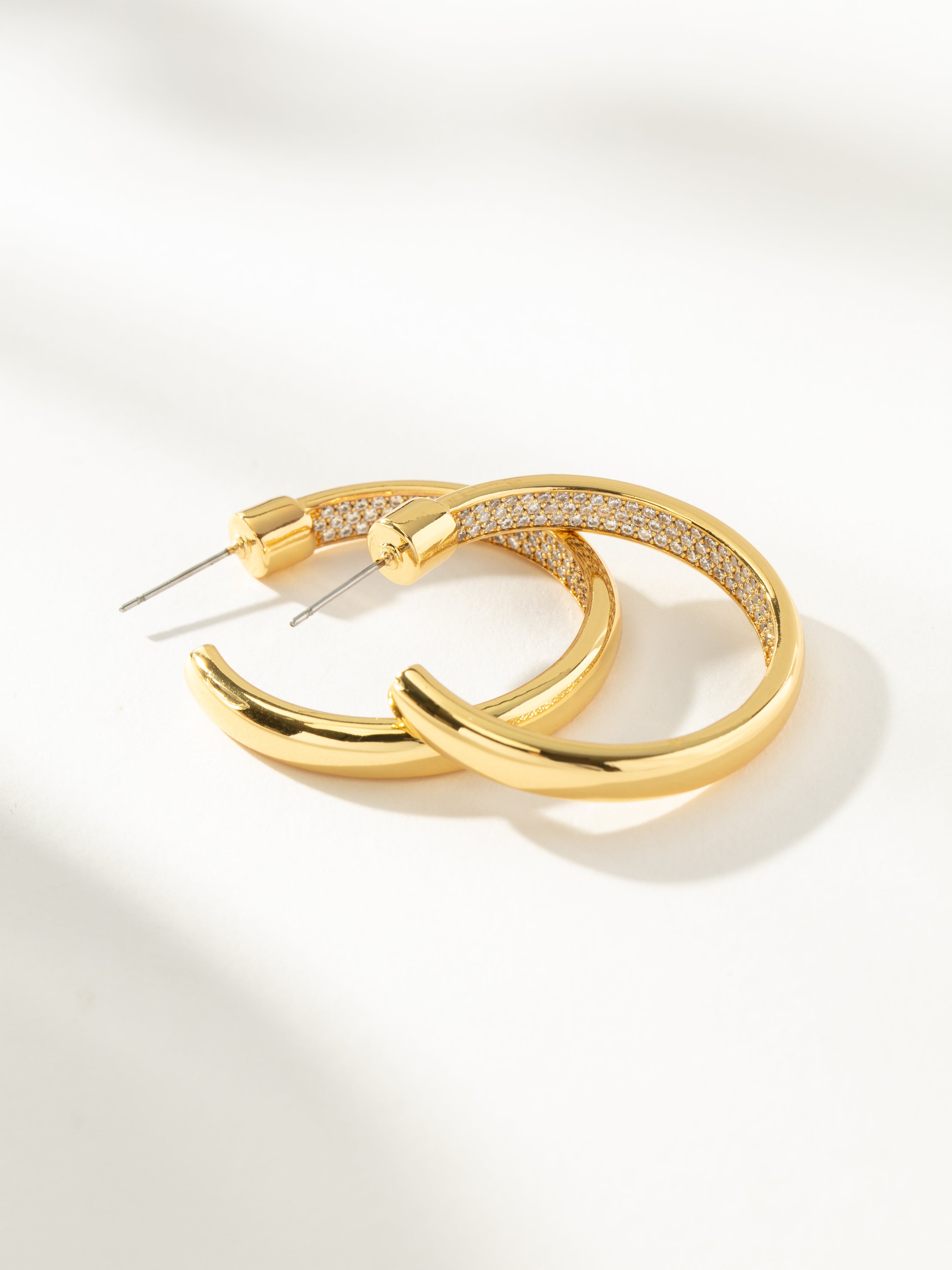 Closer Look Pavé Lined Hoop Earrings in Gold | Uncommon James