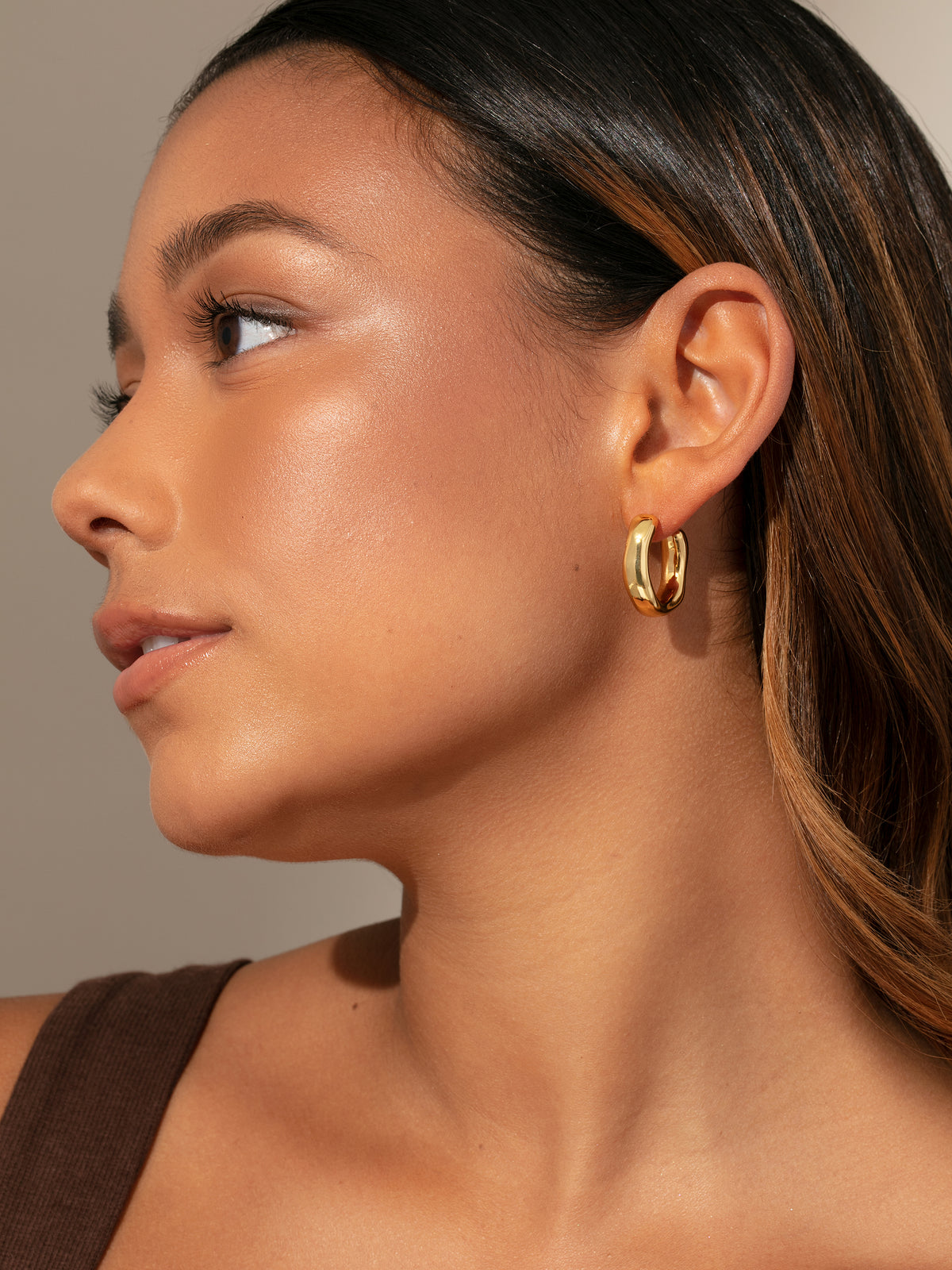 Art Deco Hoop Earrings in Gold