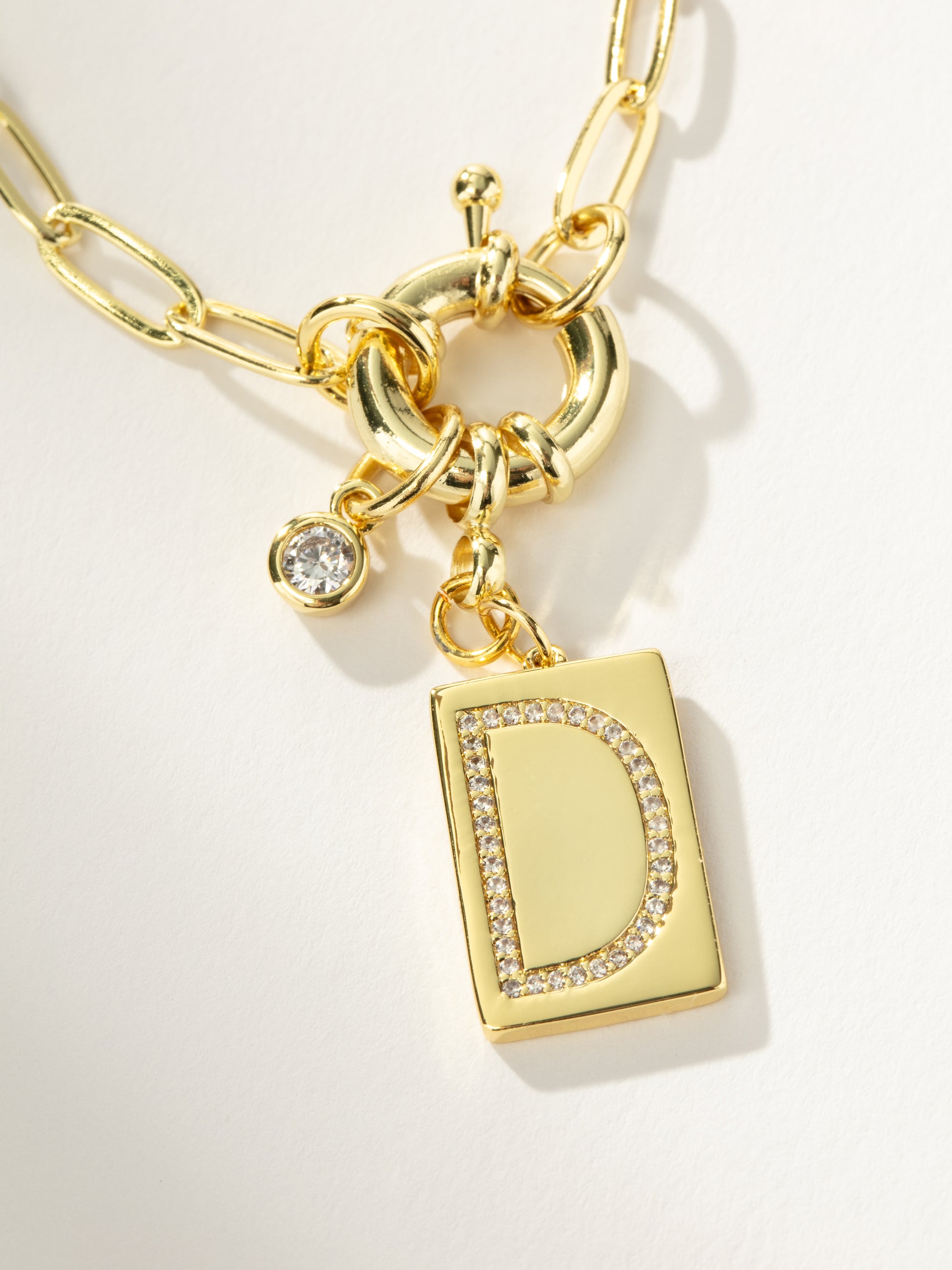 Initial Chain Necklace | Gold D | Product Detail Image | Uncommon James