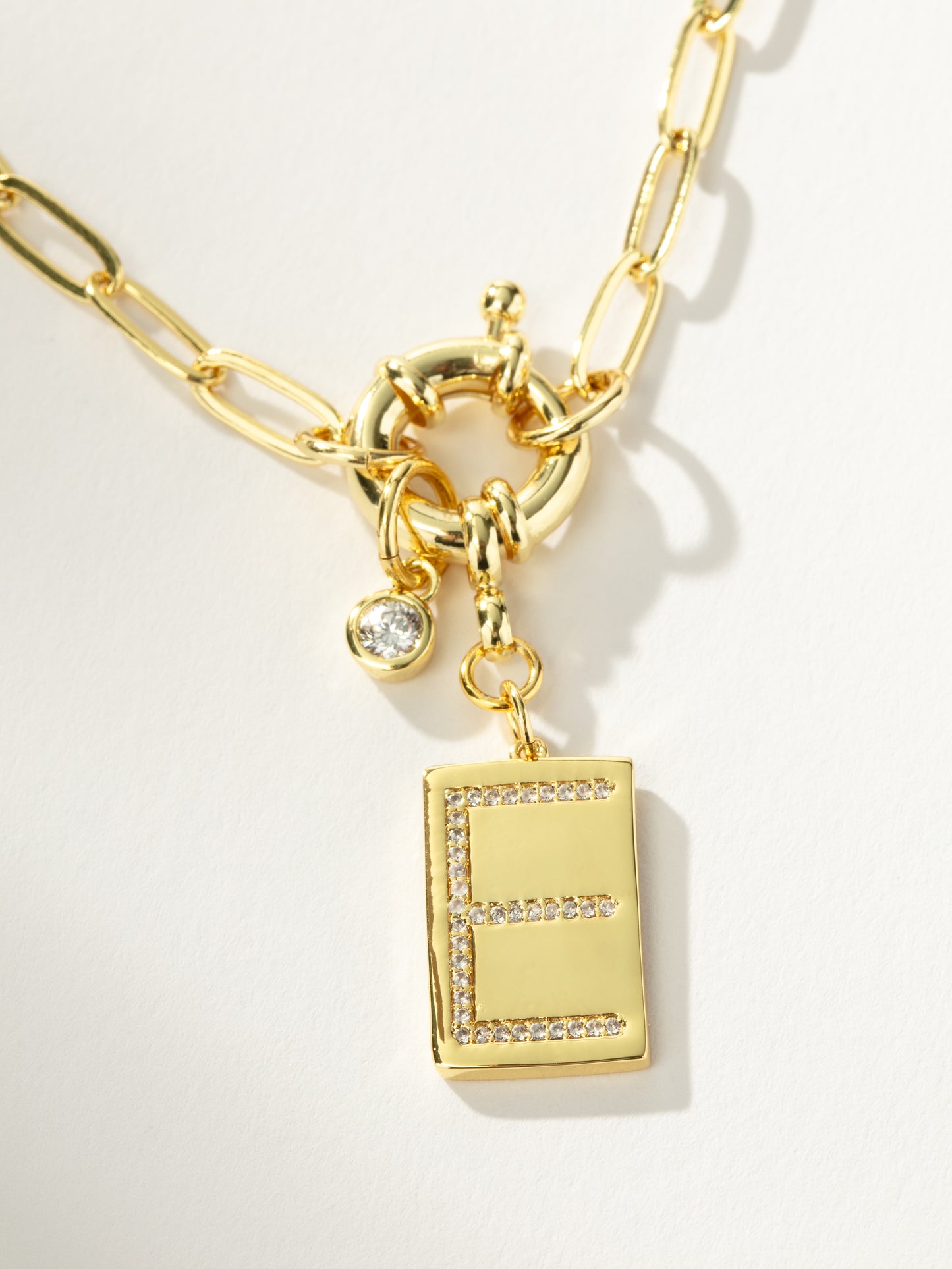 Initial Chain Necklace | Gold E | Product Detail Image | Uncommon James