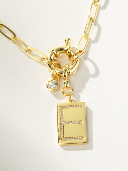["Initial Chain Necklace ", " Gold E ", " Product Detail Image ", " Uncommon James"]