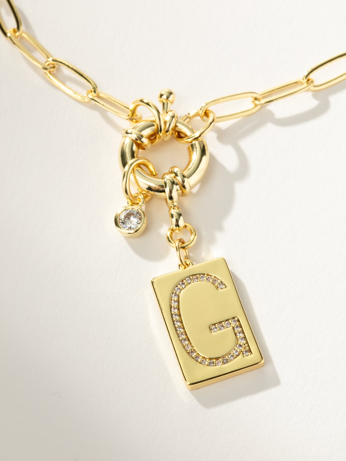 Initial Chain Necklace | Gold G | Product Detail Image | Uncommon James