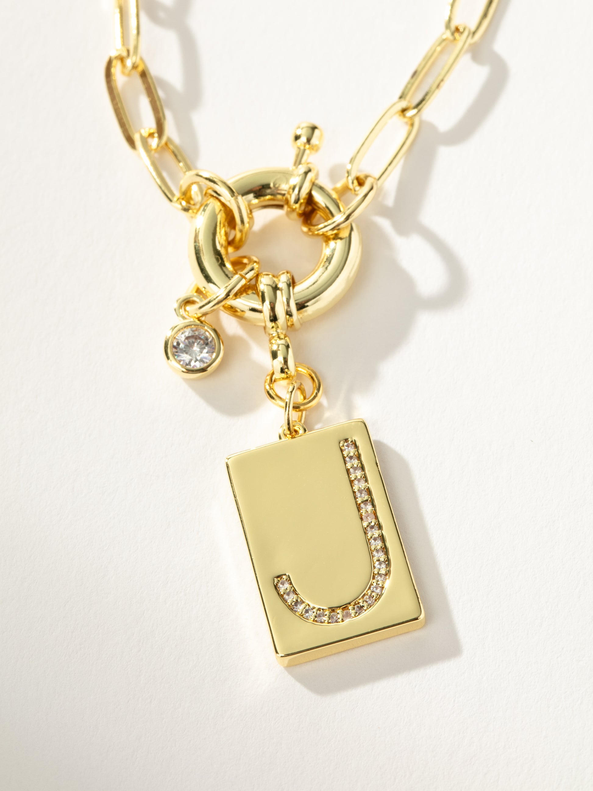Initial Chain Necklace | Gold J | Product Detail Image | Uncommon James