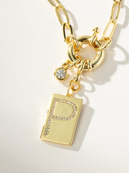 ["Initial Chain Necklace ", " Gold P ", " Product Detail Image ", " Uncommon James"]