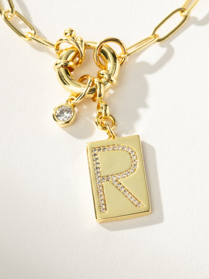 ["Initial Chain Necklace ", " Gold R ", " Product Detail Image ", " Uncommon James"]