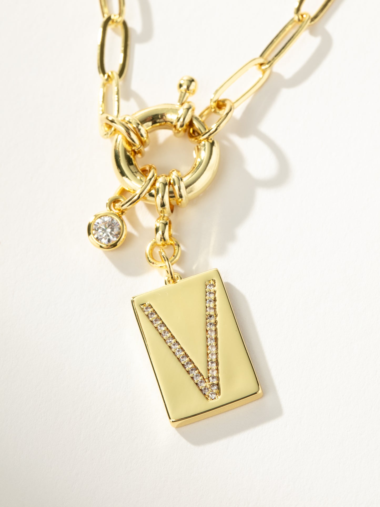 Initial Chain Necklace | Gold V | Product Detail Image | Uncommon James