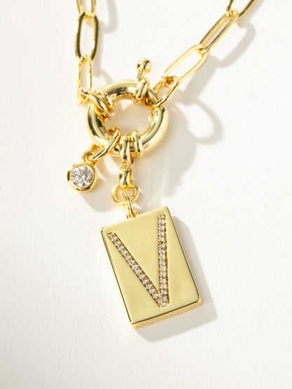 ["Initial Chain Necklace ", " Gold V ", " Product Detail Image ", " Uncommon James"]