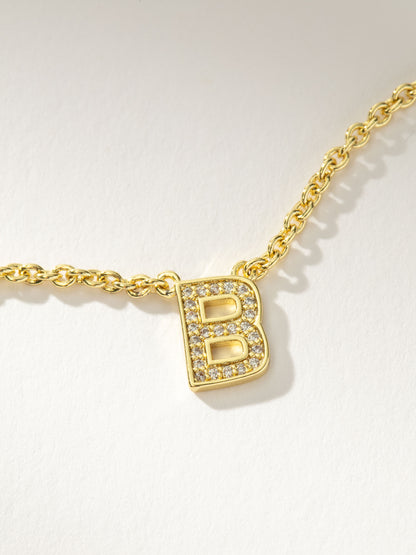 ["Initial Here Necklace ", " Gold B ", " Product Detail Image ", " Uncommon James"]