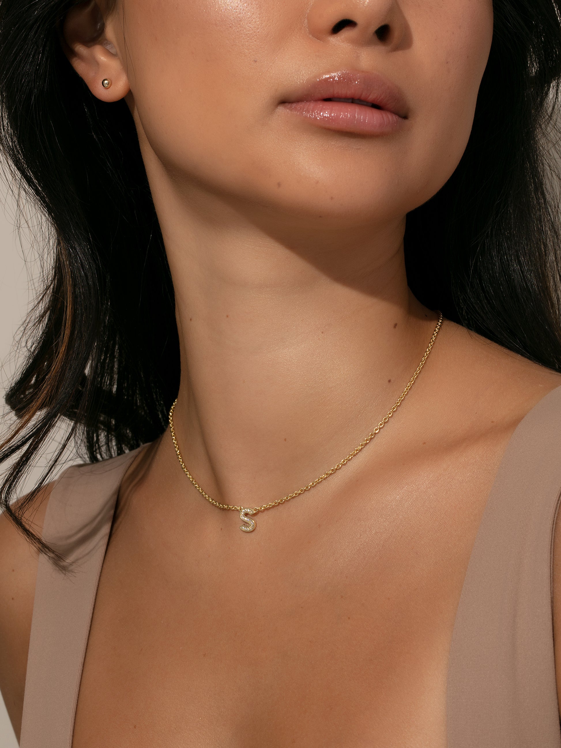 Initial Here Necklace | Gold | Model Image | Uncommon James