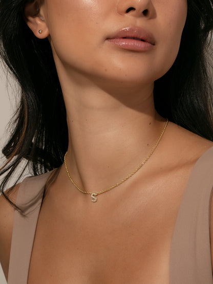 ["Initial Here Necklace ", " Gold ", " Model Image ", " Uncommon James"]