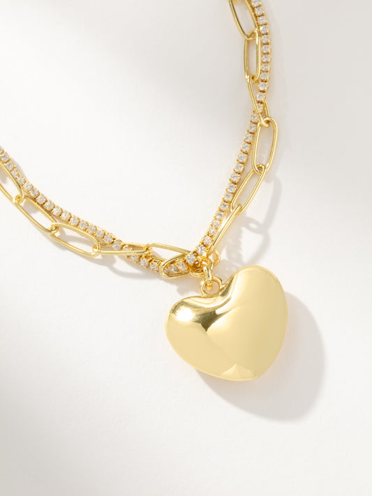 Intertwined Chain and Heart Necklace | Gold | Product Detail Image | Uncommon James