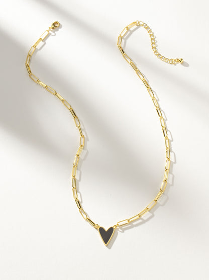 ["Enamel Heart Necklace ", " Gold Navy ", " Product Detail Image ", " Uncommon James"]