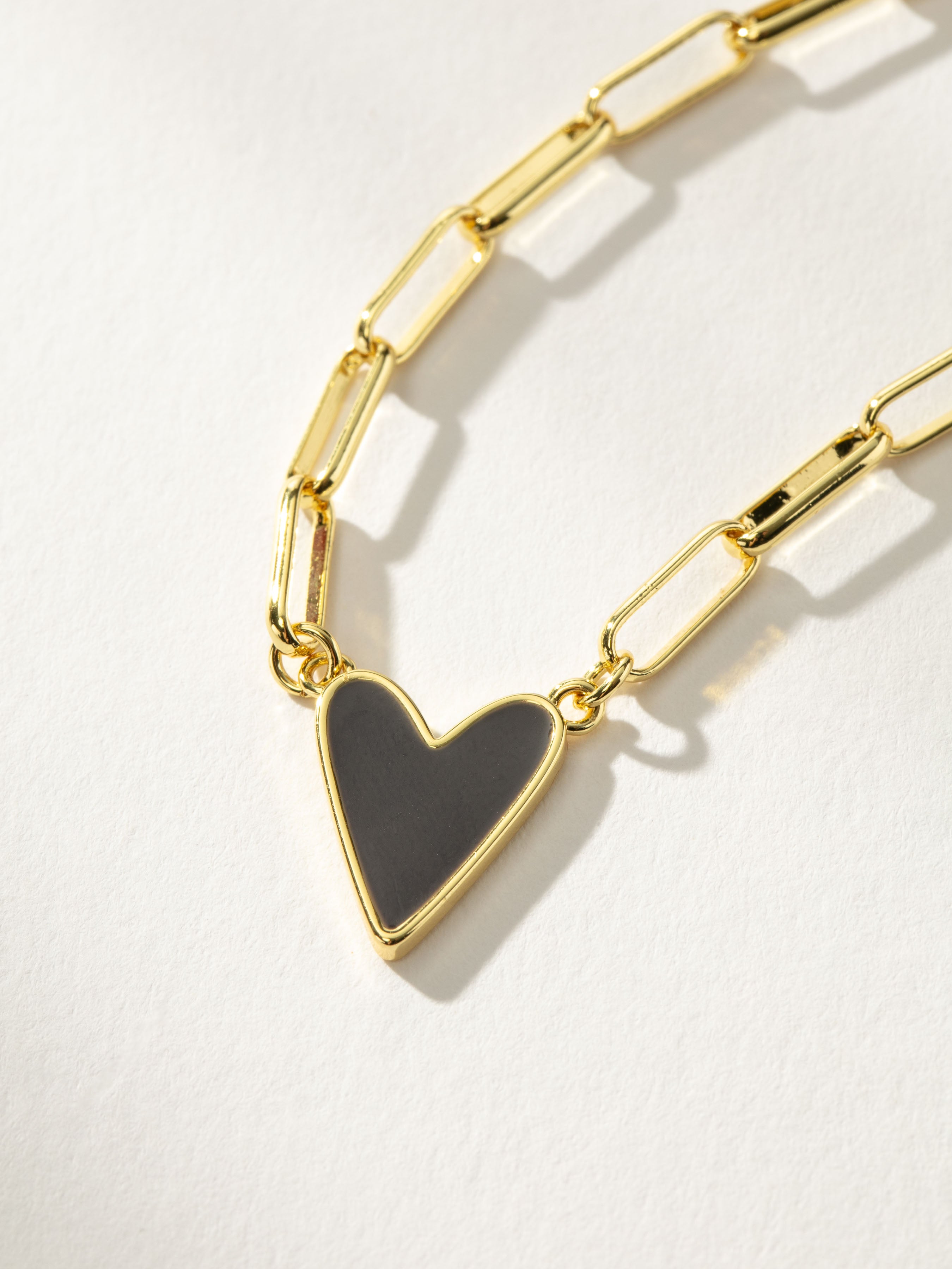 Colored Enamel Heart Chain Necklace in Gold | Uncommon James
