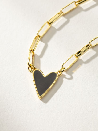 ["Enamel Heart Necklace ", " Gold Navy ", " Product Detail Image ", " Uncommon James"]