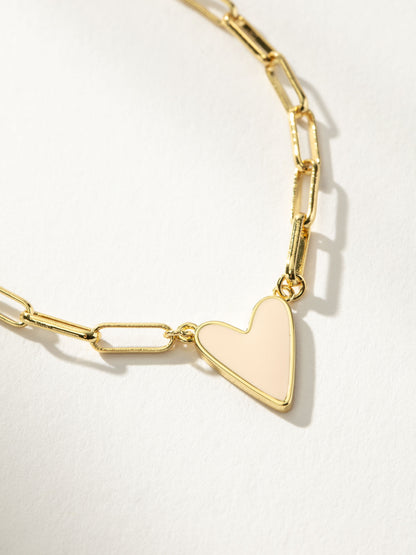 ["Enamel Heart Necklace ", " Gold Off White ", " Product Detail Image ", " Uncommon James"]