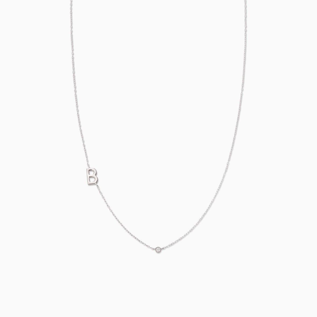 Initial Letter Charm Necklace on 14 Inch Adjustable Chain Rhodium Plat –  Natalia Drake