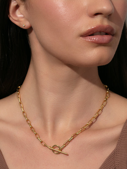 ["Staple Chain Necklace ", " Gold ", " Model Image ", " Uncommon James"]
