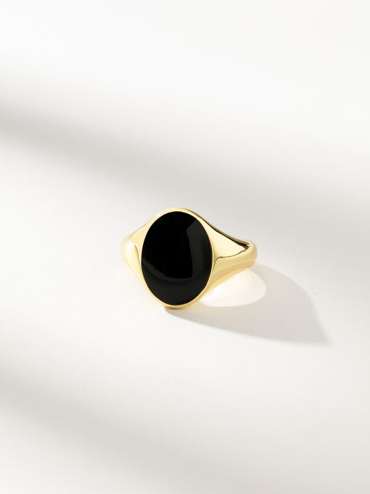 Black Onyx Oval Ring | Gold | Product Image | Uncommon James
