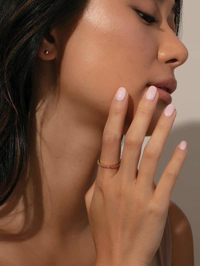 Touch of Pink Ring | Gold | Model Image | Uncommon James