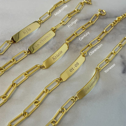 ["Chain and Bar Bracelet ", " Gold ", " Lifestyle Image ", " Uncommon James"]