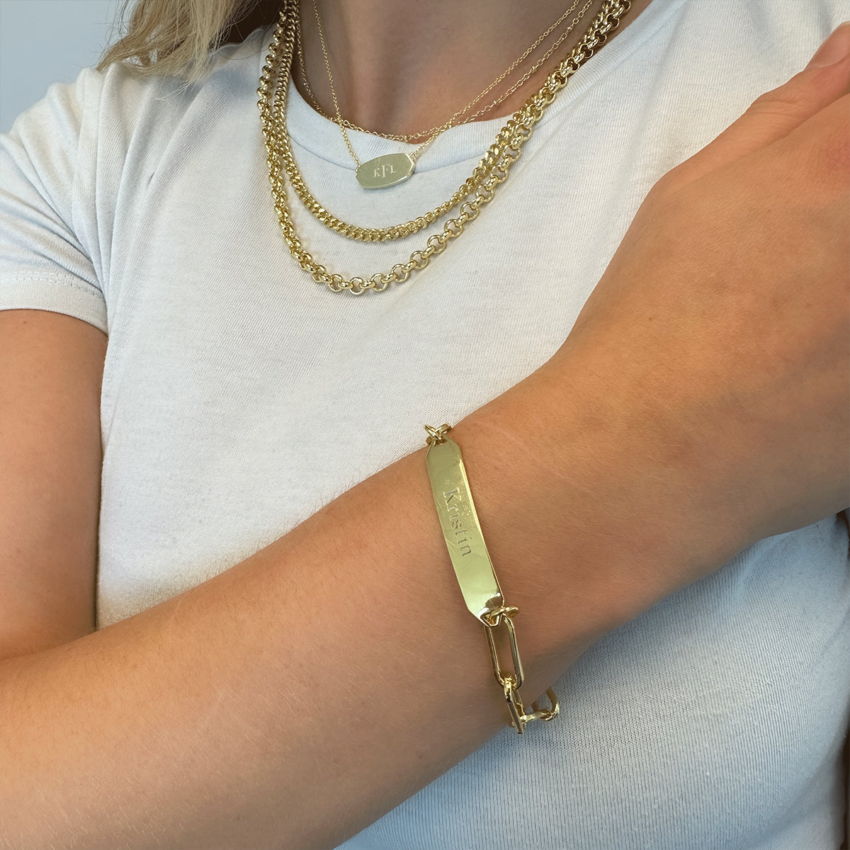 Chain and Bar Bracelet | Gold | Model Image 2 | Uncommon James