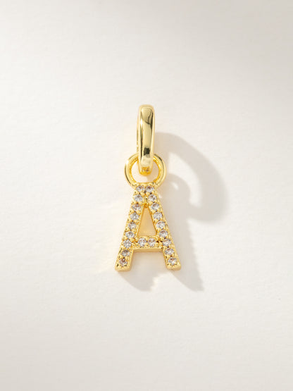 Pavé Letter Charm | Gold A | Product Image | Uncommon James
