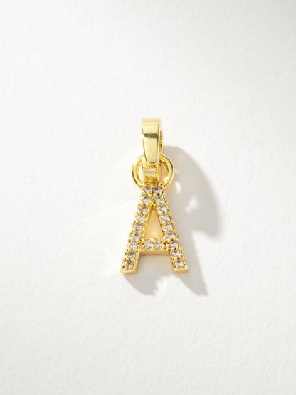 Letter Charm | Pavé Gold A | Product Image | Uncommon James